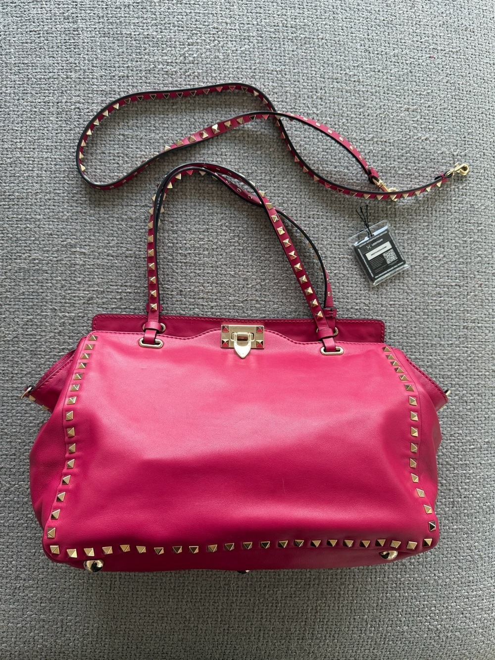 Valentino Garavani Rockstud Pink Calfskin Leather Tote Shoulder Bag